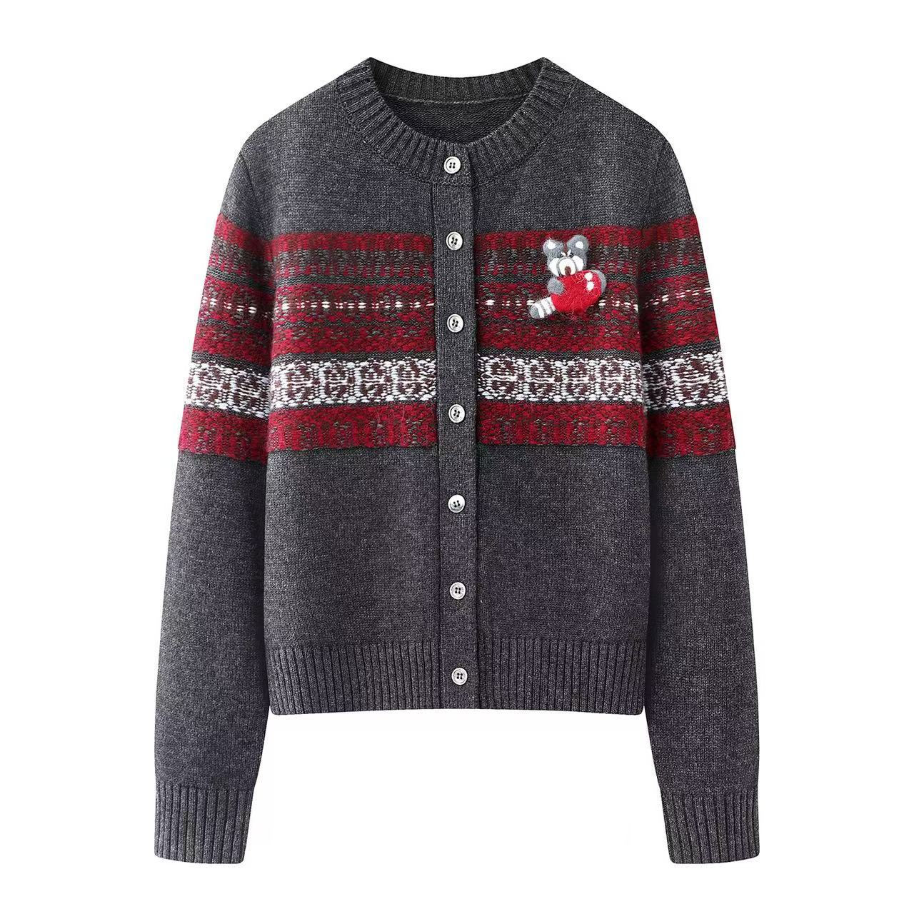 2025商场同款时尚针织衫复古圆领秋冬百搭