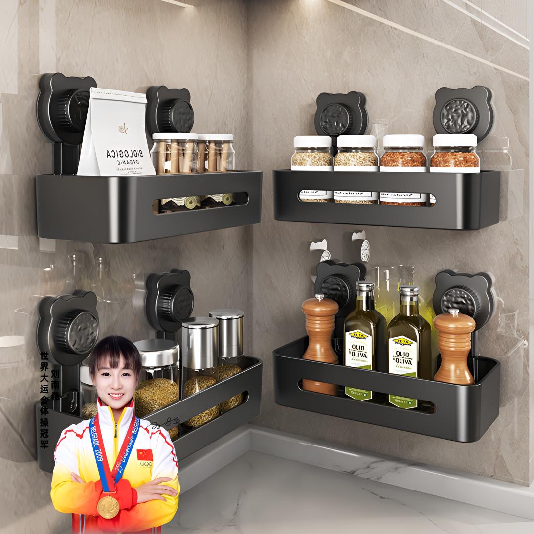 【买一送一】卫生间强力吸盘浴室置物架洗手台免打孔壁挂长形收纳架