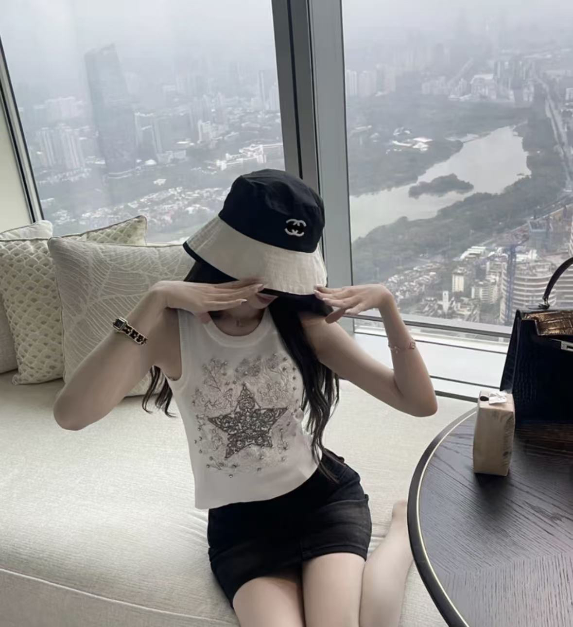 优优米女长裤千金风印花百搭韩版辣妹款