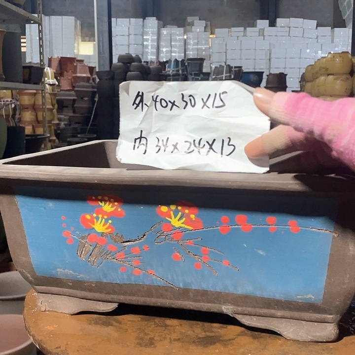 40蓝点彩马槽花盆花盆