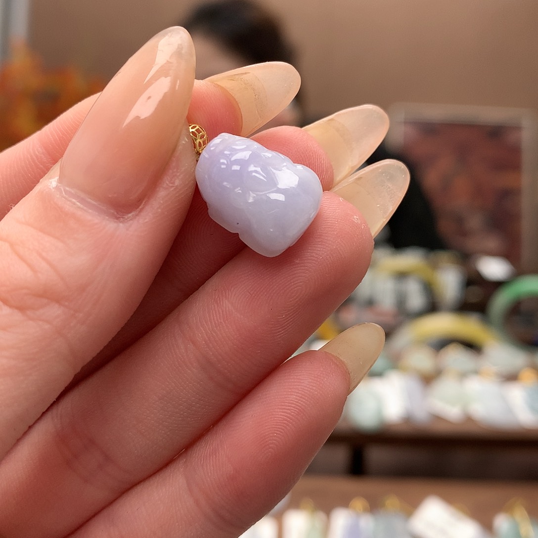 翡翠吊坠(不含链)18K金镶嵌