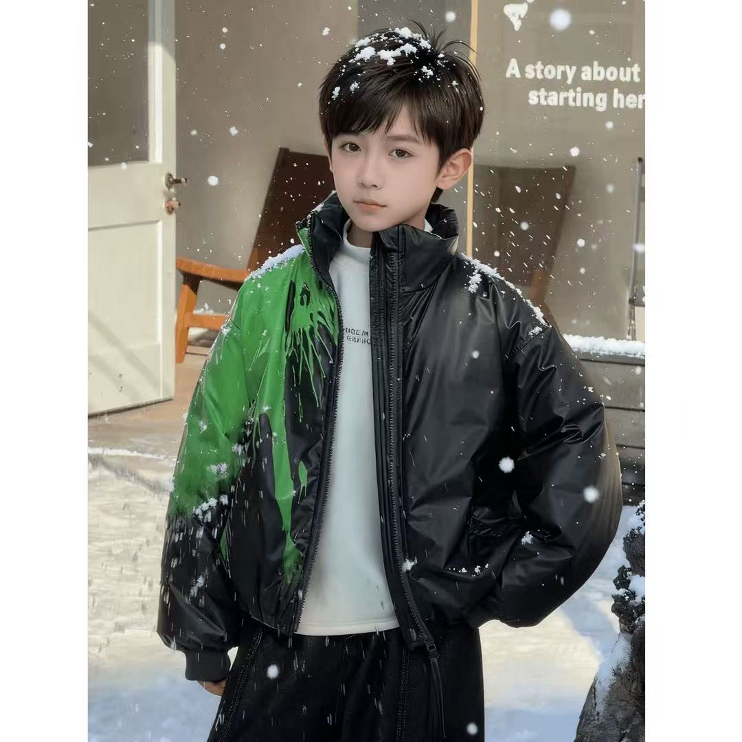 男童羽绒服冬季2025新款趣味温变三防加厚冬装儿童韩版渐变外套潮