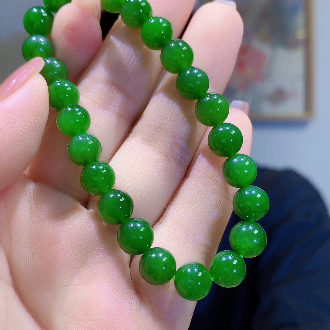 手链未镶嵌和田玉（碧玉）卡8有黑点高货