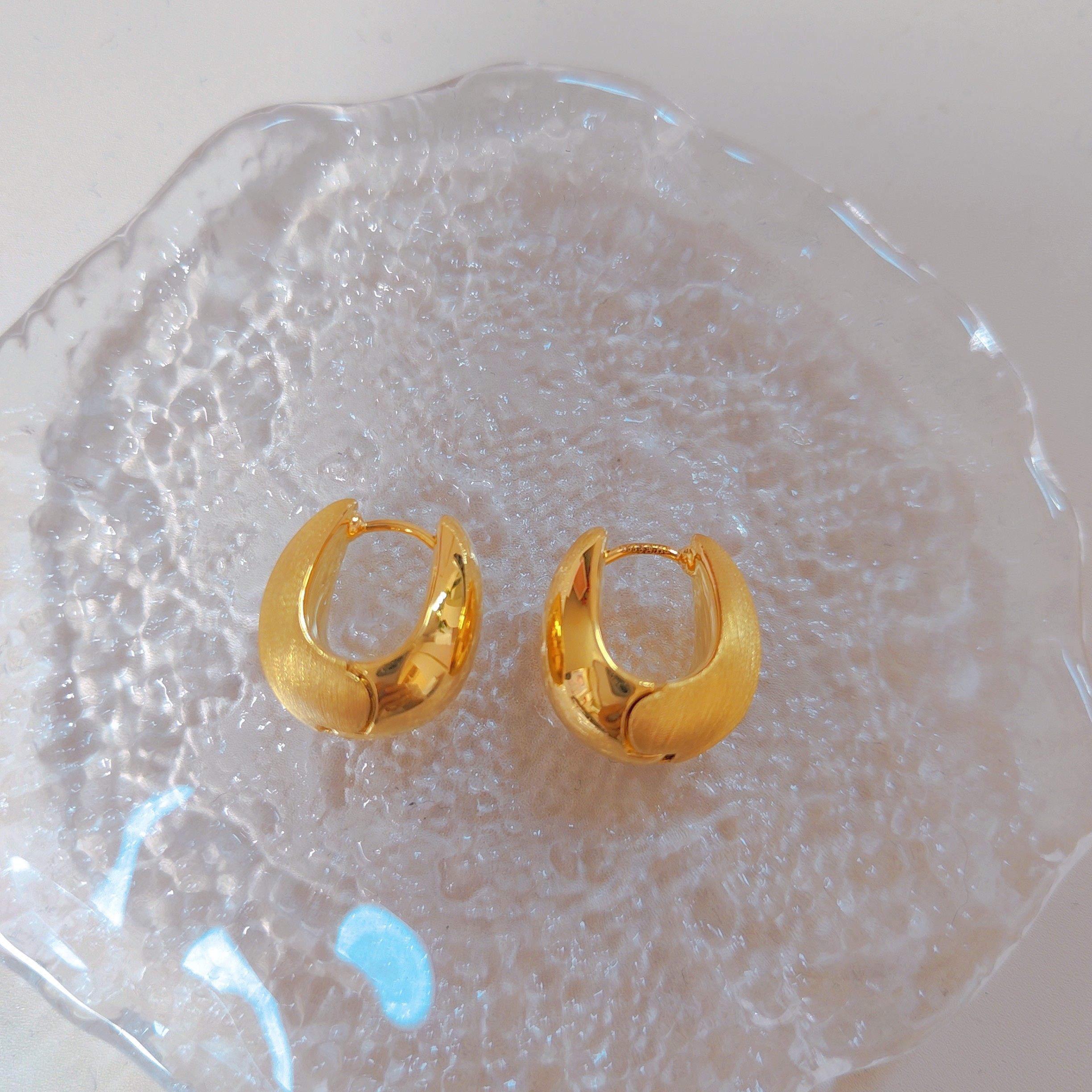 足金999双面水滴耳扣