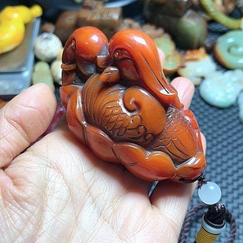 白玉菩提吊坠摆件