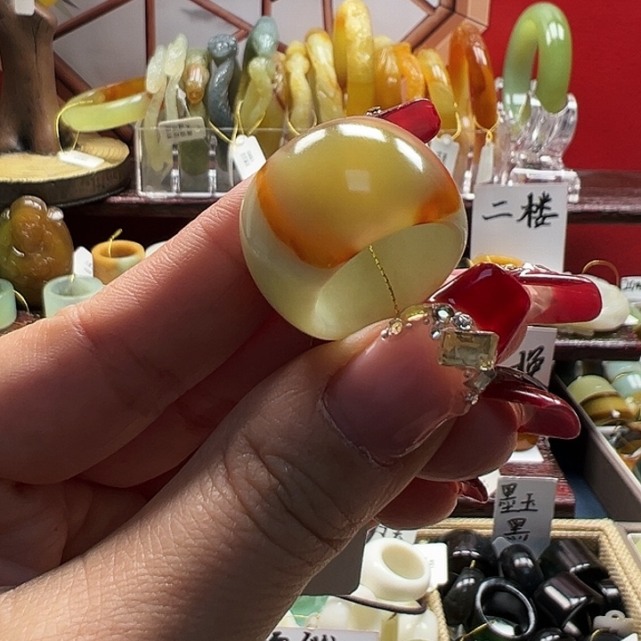 蛇纹石玉戒指未镶嵌内径17