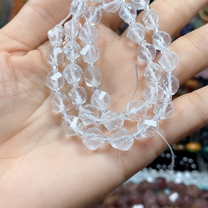 玛瑙/玉髓未镶嵌珠宝半成品天然白水晶扭扭卡8mm