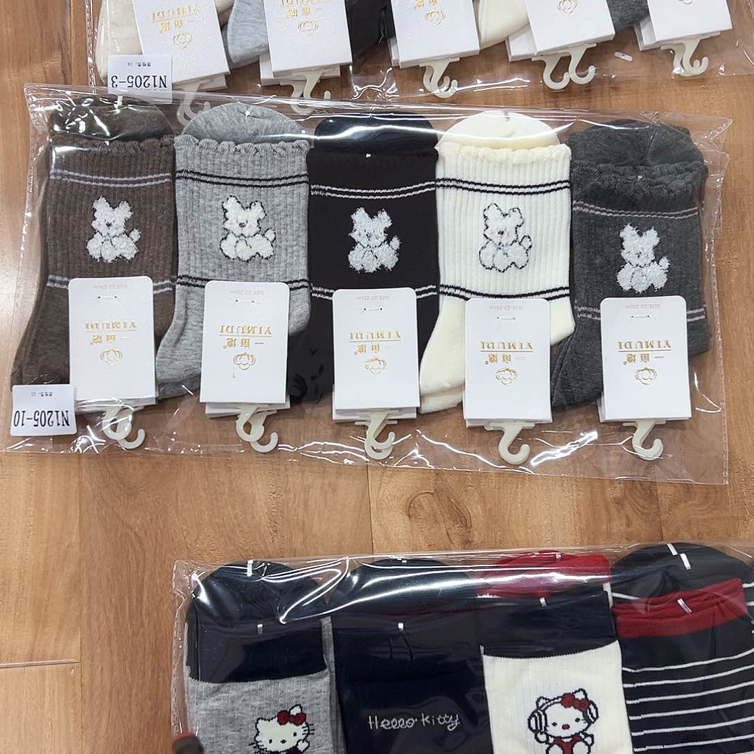 棉女士中高腰小狗图案一包10双双纯棉