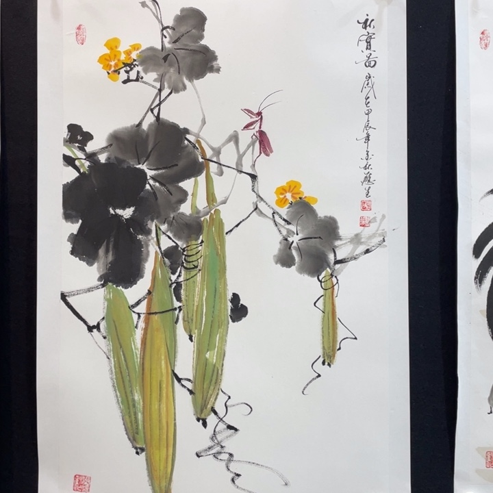 国画四尺三开作品