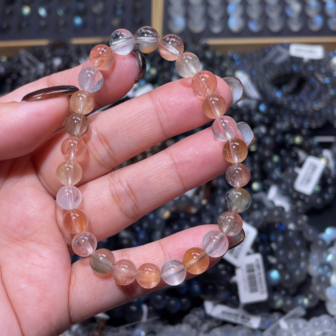 发晶手链未镶嵌彩兔毛手链7mm