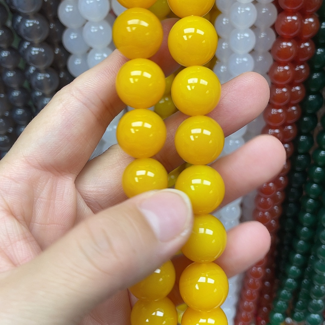 玛瑙/玉髓未镶嵌半成品黄玛瑙14m散珠