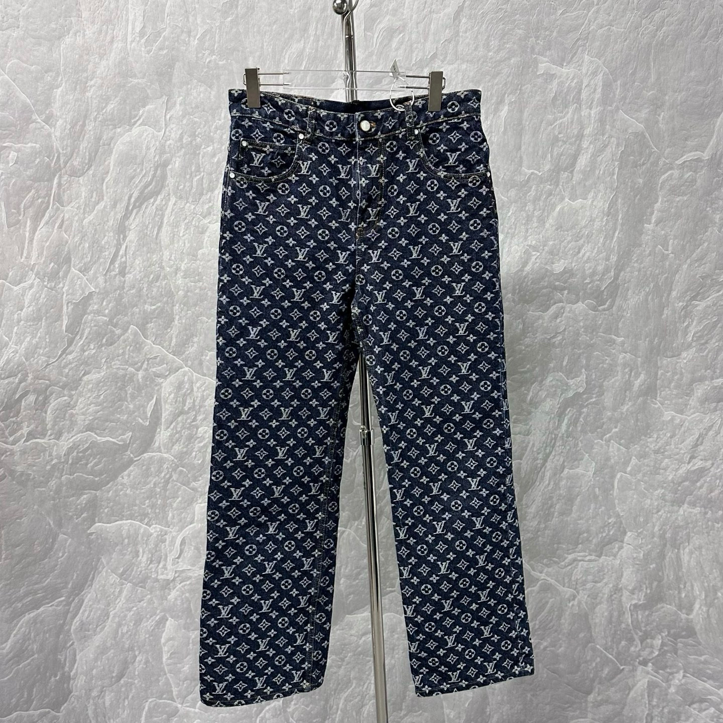 未使用 LouisVuitton/路易威登 FW24 满印提花皮牌牛仔长裤D15853