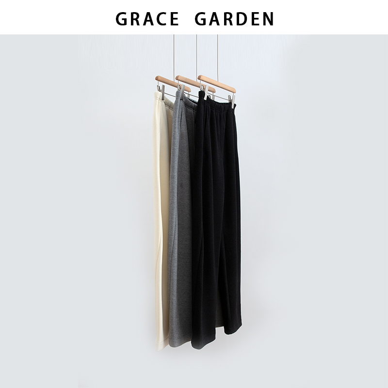 GRACE GARDEN【T台裤！加绒版！】直筒微阔秋冬毛呢休闲裤XXK5K1110