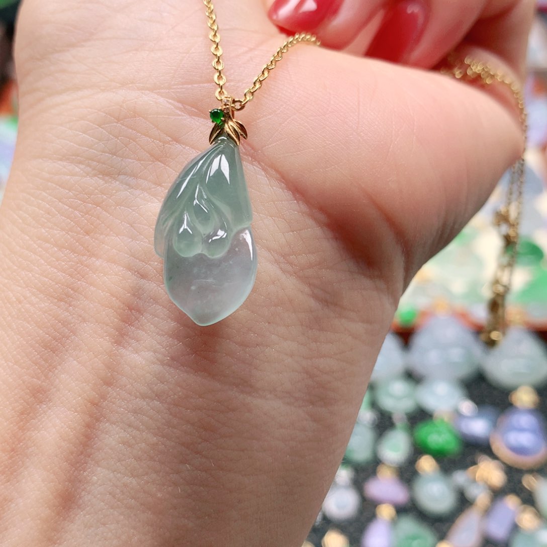 翡翠18K金镶嵌吊坠(不含链)