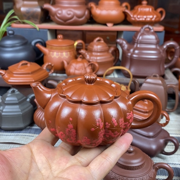 紫砂茶壶梅开二度220cc原矿赵庄朱泥双十一特价