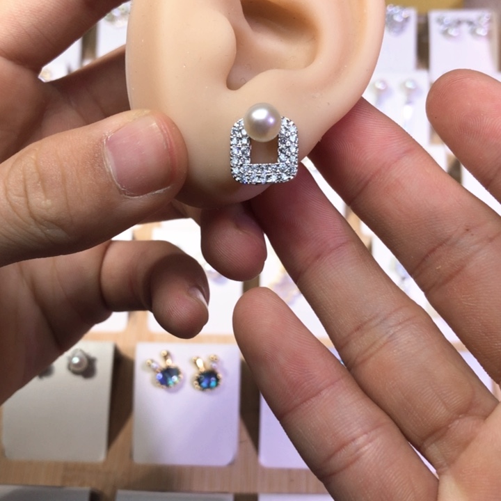 淡水珍珠耳饰银S925镶嵌