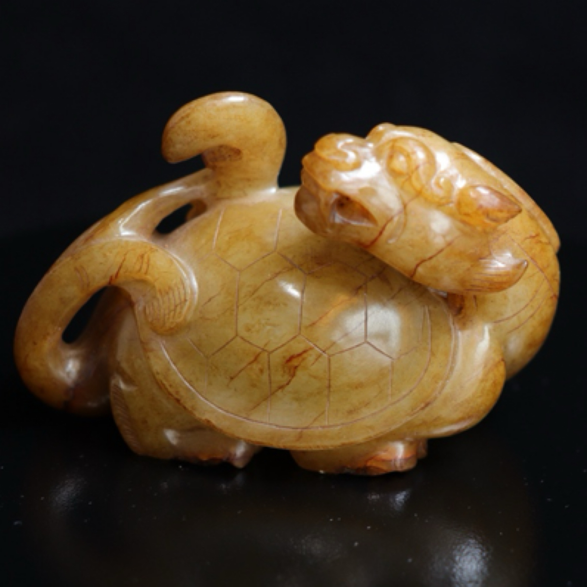 和田玉精品龙龟手把