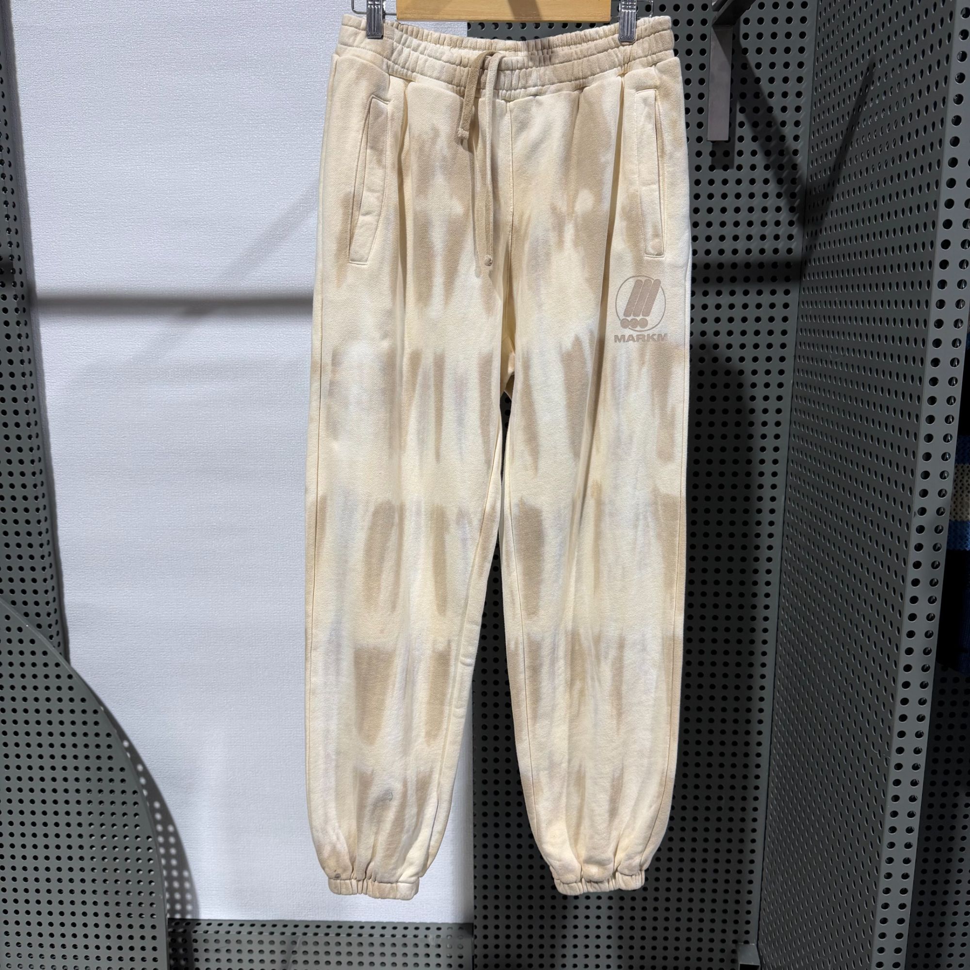 MM 韩系秋季男款米色扎染松紧腰束脚休闲裤 MEFBA46630 46630