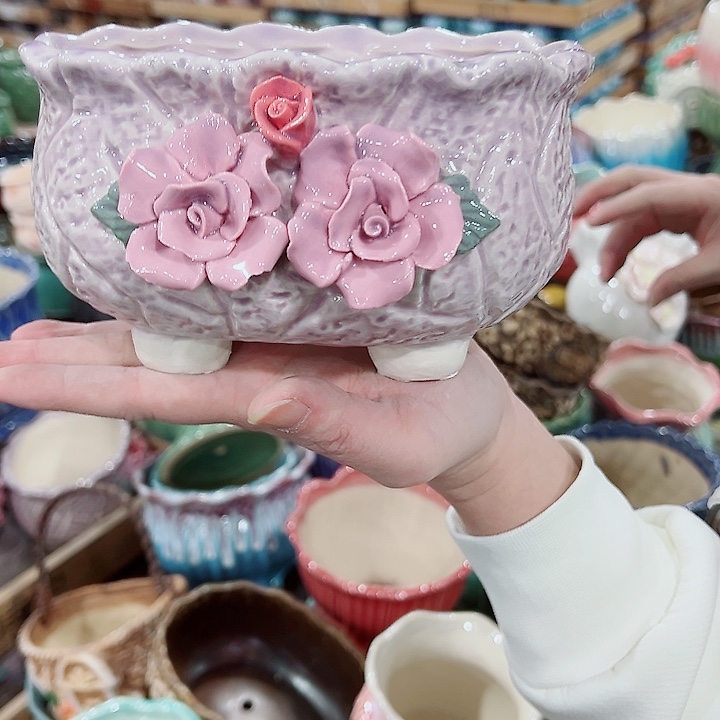 有孔，凑单福利满10元发货陶瓷多肉花盆！