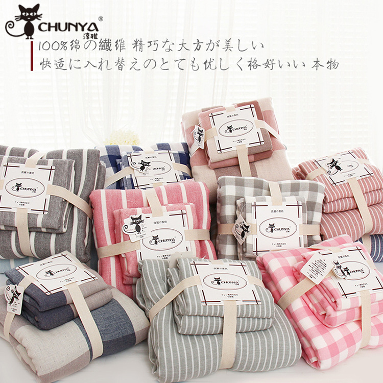 日系棉毛巾纱布浴巾三件套巾礼盒礼品情侣日用品毛巾纯棉100%抗菌