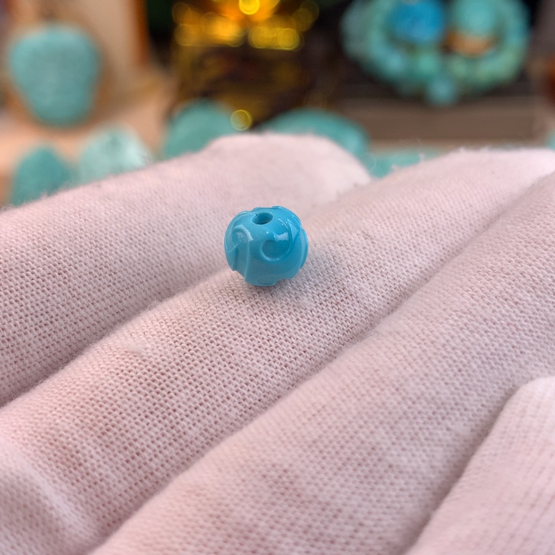 绿松石未镶嵌博古文珠卡7.5