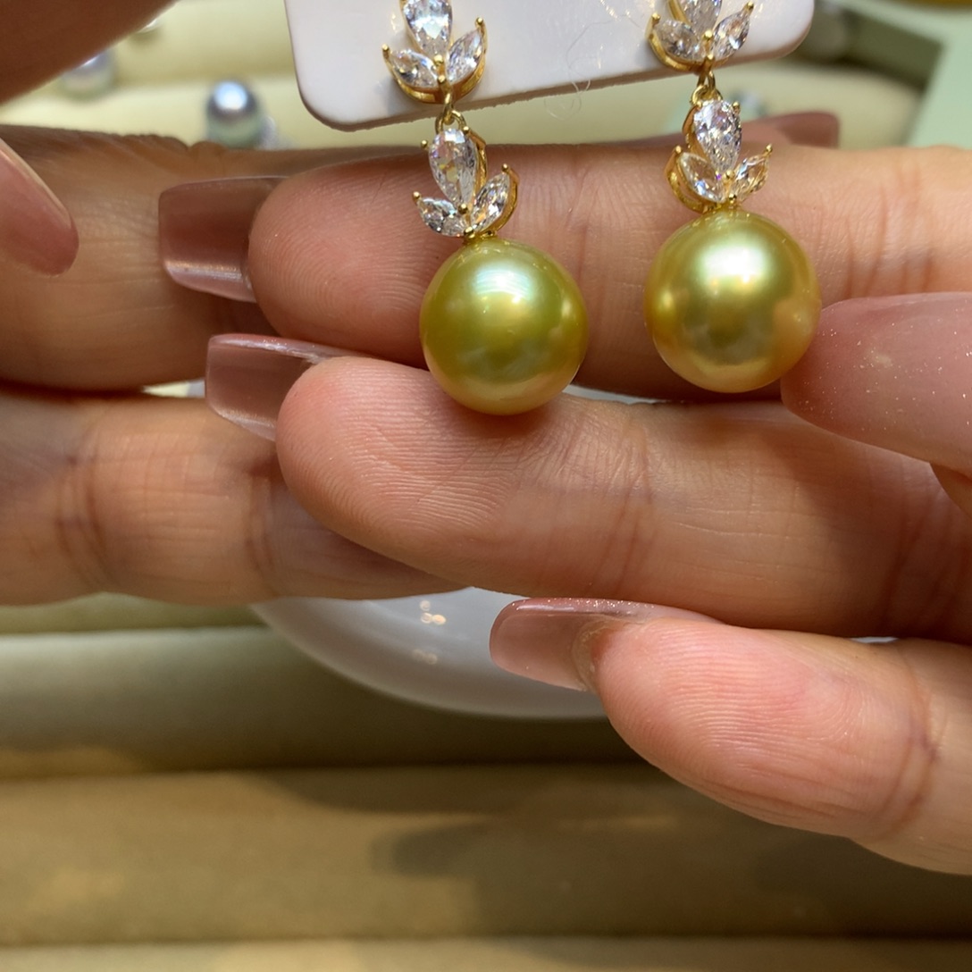 银S925镶嵌耳饰海水珍珠