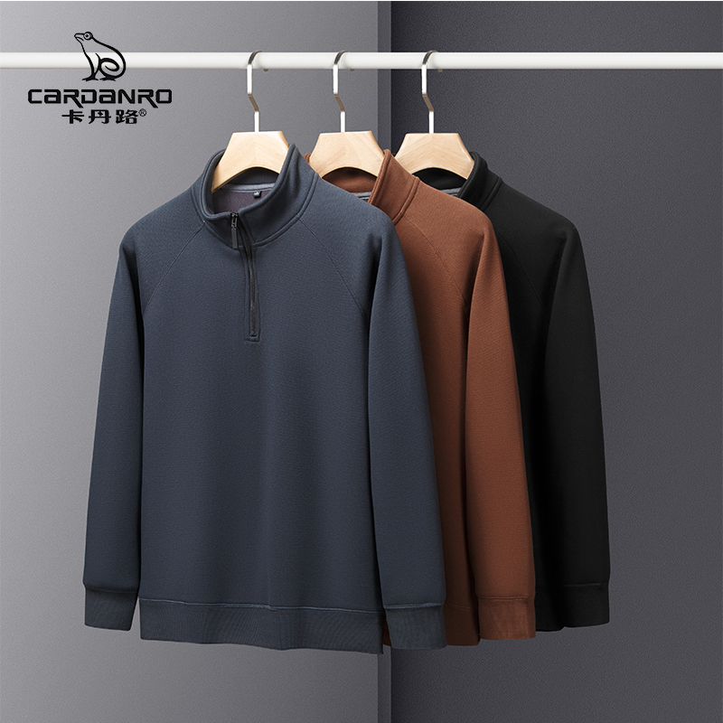 Cardanro/卡丹路绵羊毛加厚加绒保暖秋冬百搭休闲拉链领加厚卫衣