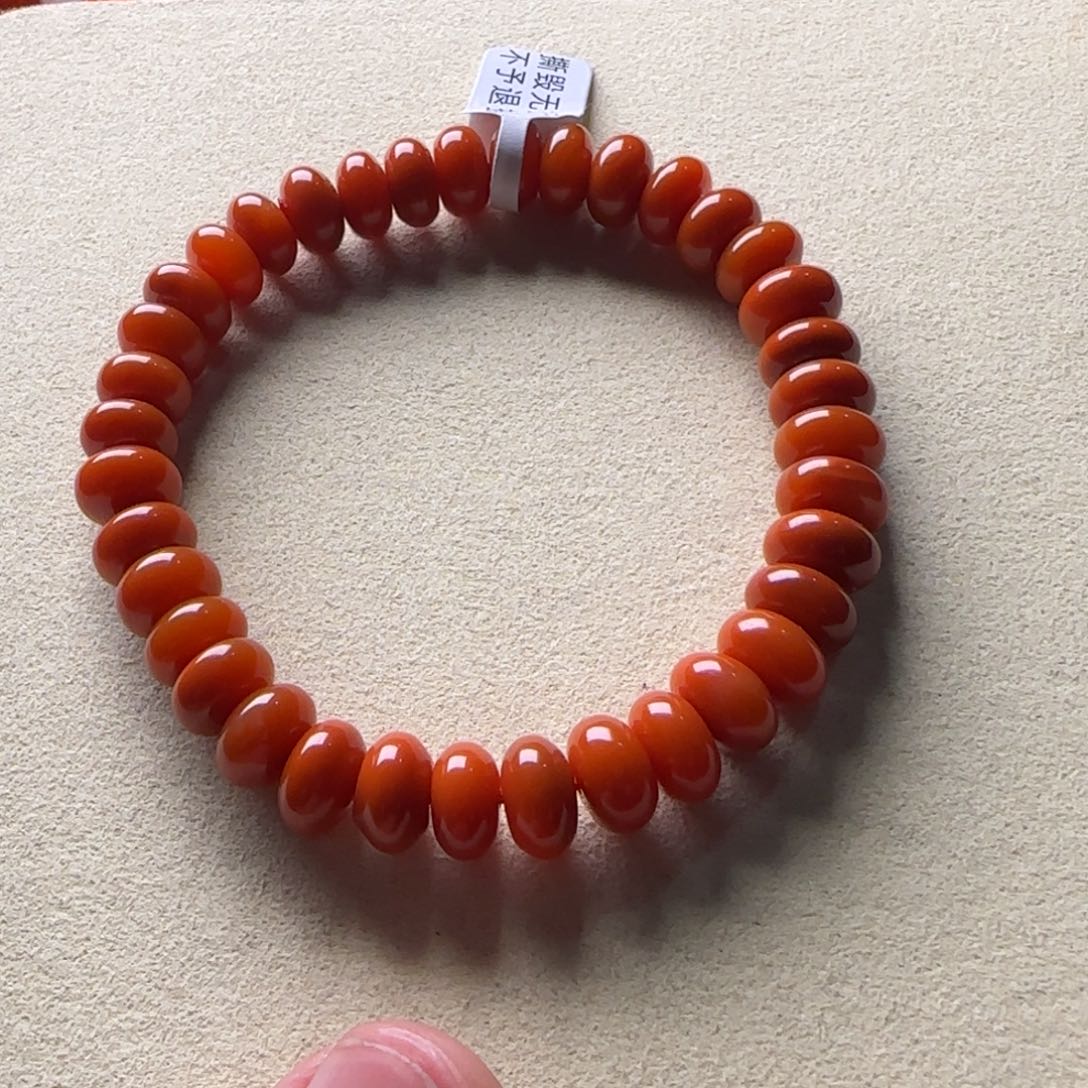 南红玛瑙手链未镶嵌9.5mm大水沟算盘