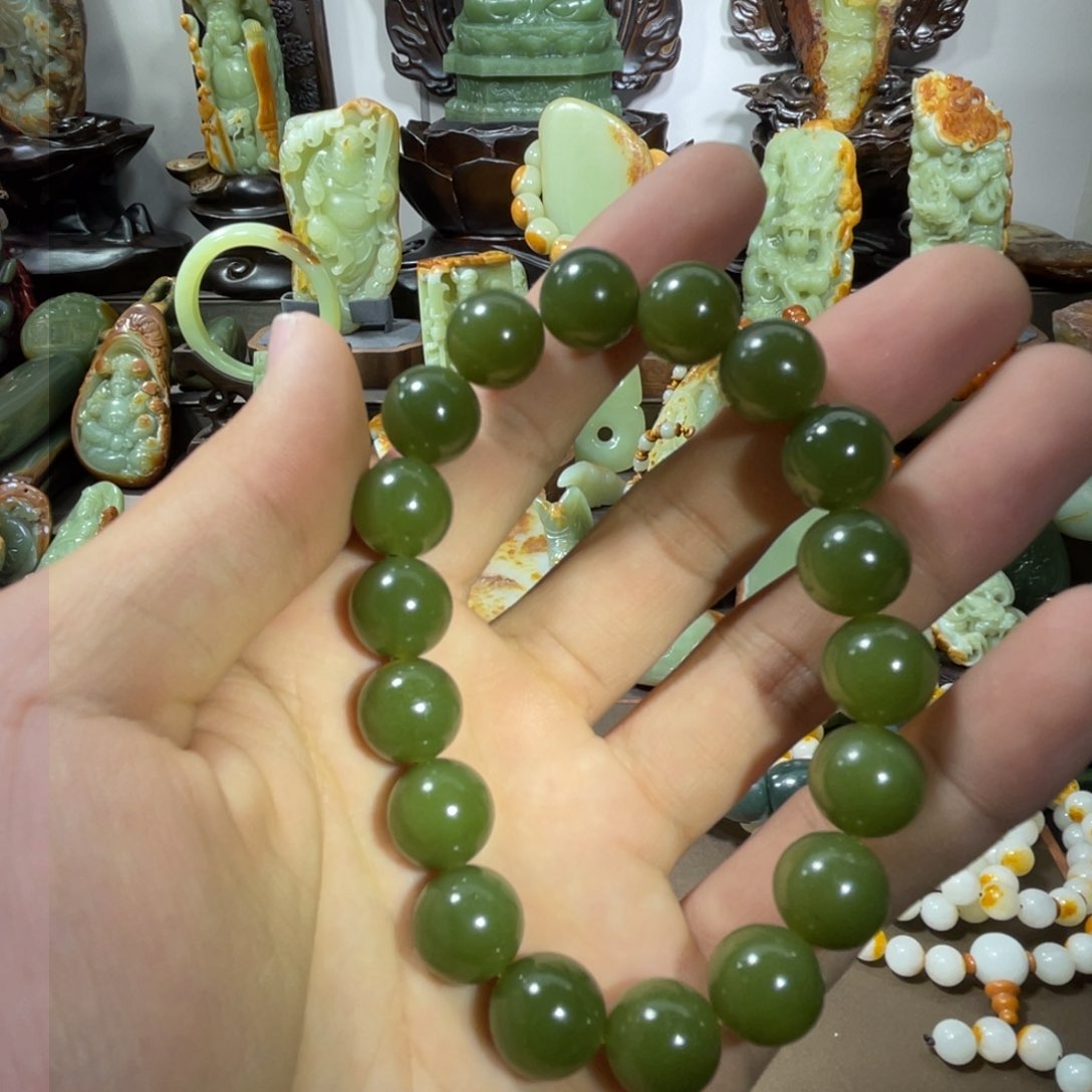 透闪石质玉手串 1.2未镶嵌