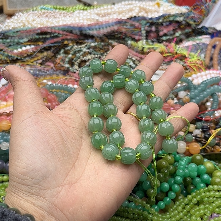 玛瑙/玉髓珠宝半成品未镶嵌一条12mm左右东陵玉南瓜珠