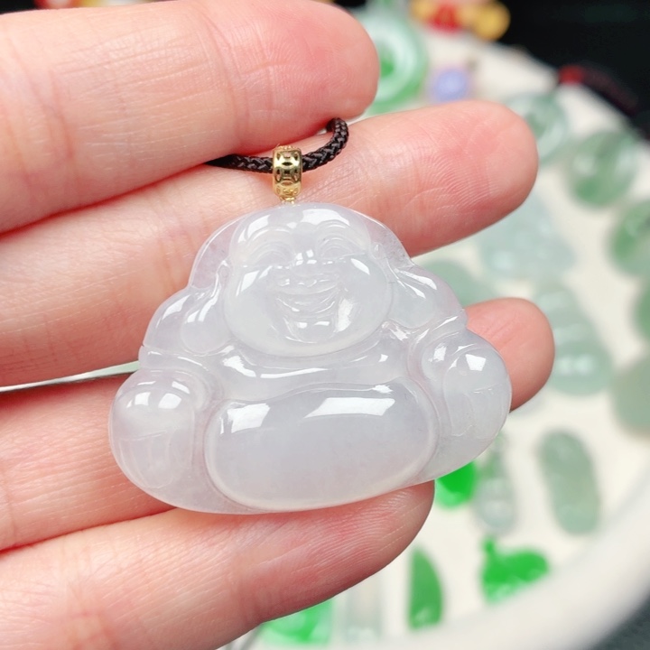 颈饰18K金镶嵌翡翠缅甸天然A货翡翠