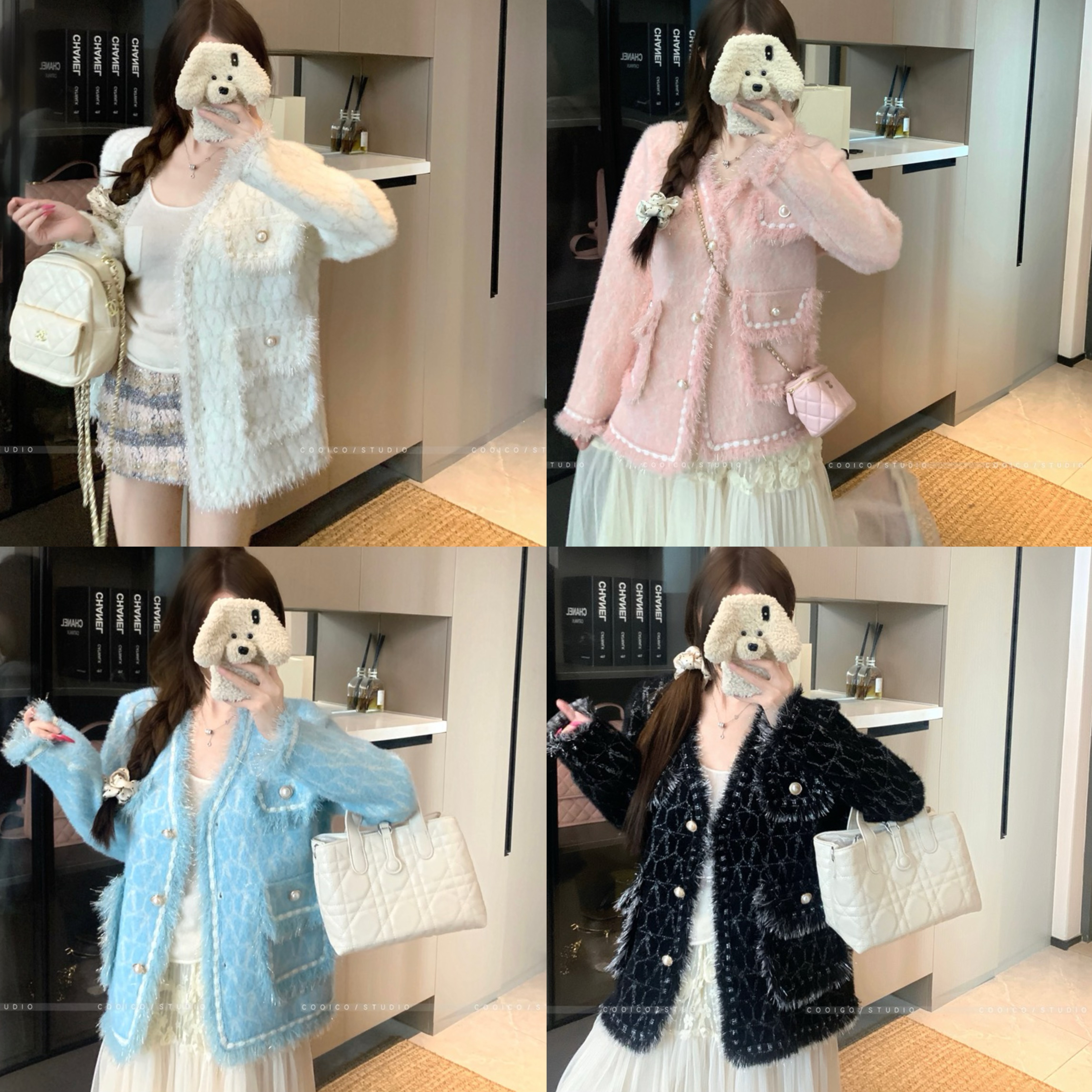 【温柔软糯仿水貂绒外套】大码女装秋冬胖妹妹宽松慵懒风小香风开衫