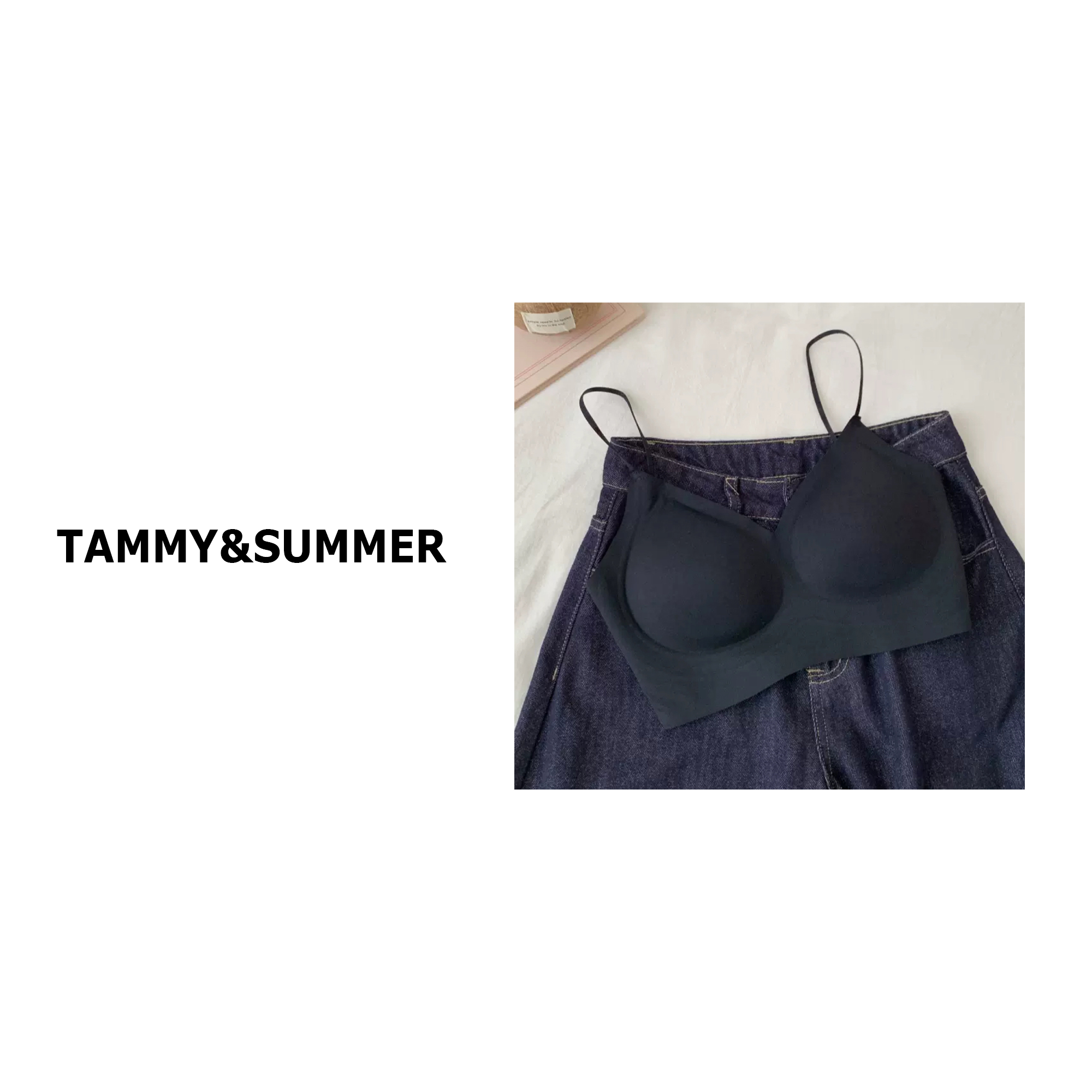 【Tammy&Summer】通勤百搭纯色大露背无痕细肩带交叉背心上衣895289