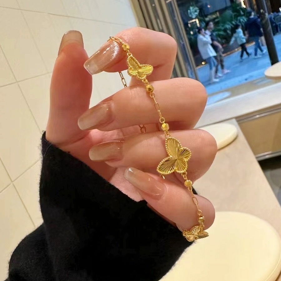 合金手链 【镭射三蝴蝶手链】女款时尚精致百搭