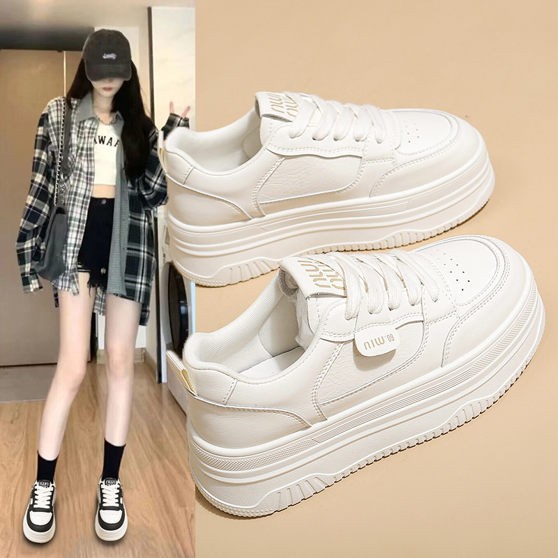 女鞋小白鞋2025春季新款百搭学生厚底鞋子运动鞋透气休闲板鞋