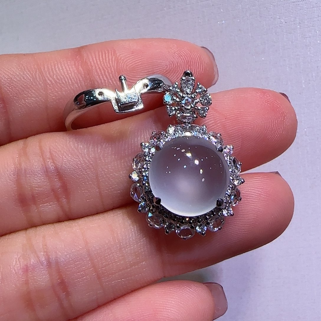 翡翠戒指18K金镶嵌戒指吊坠两用