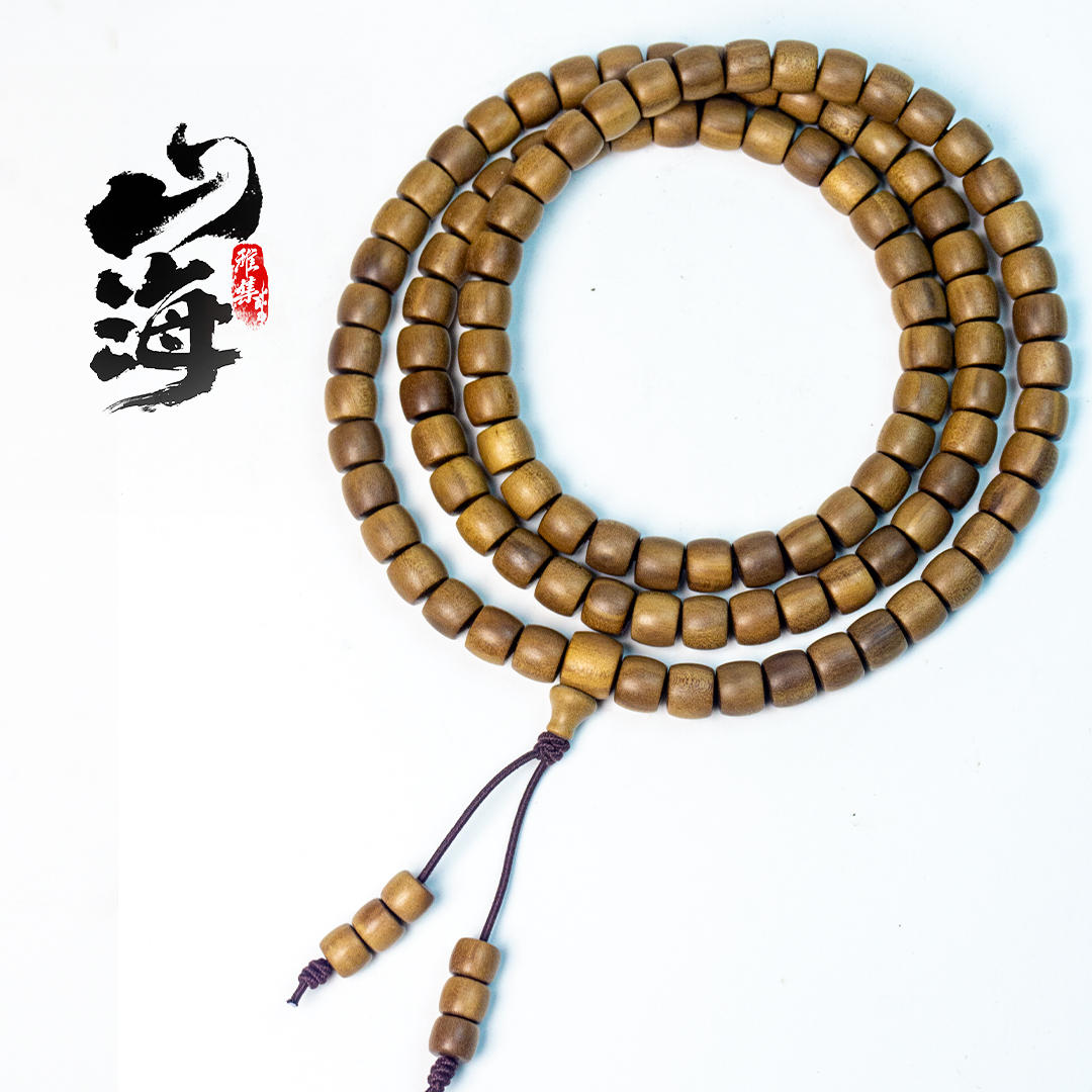 【山海雅集】印度迈索尔老山檀直切8mm108颗长串 挂脖绕手香韵之王