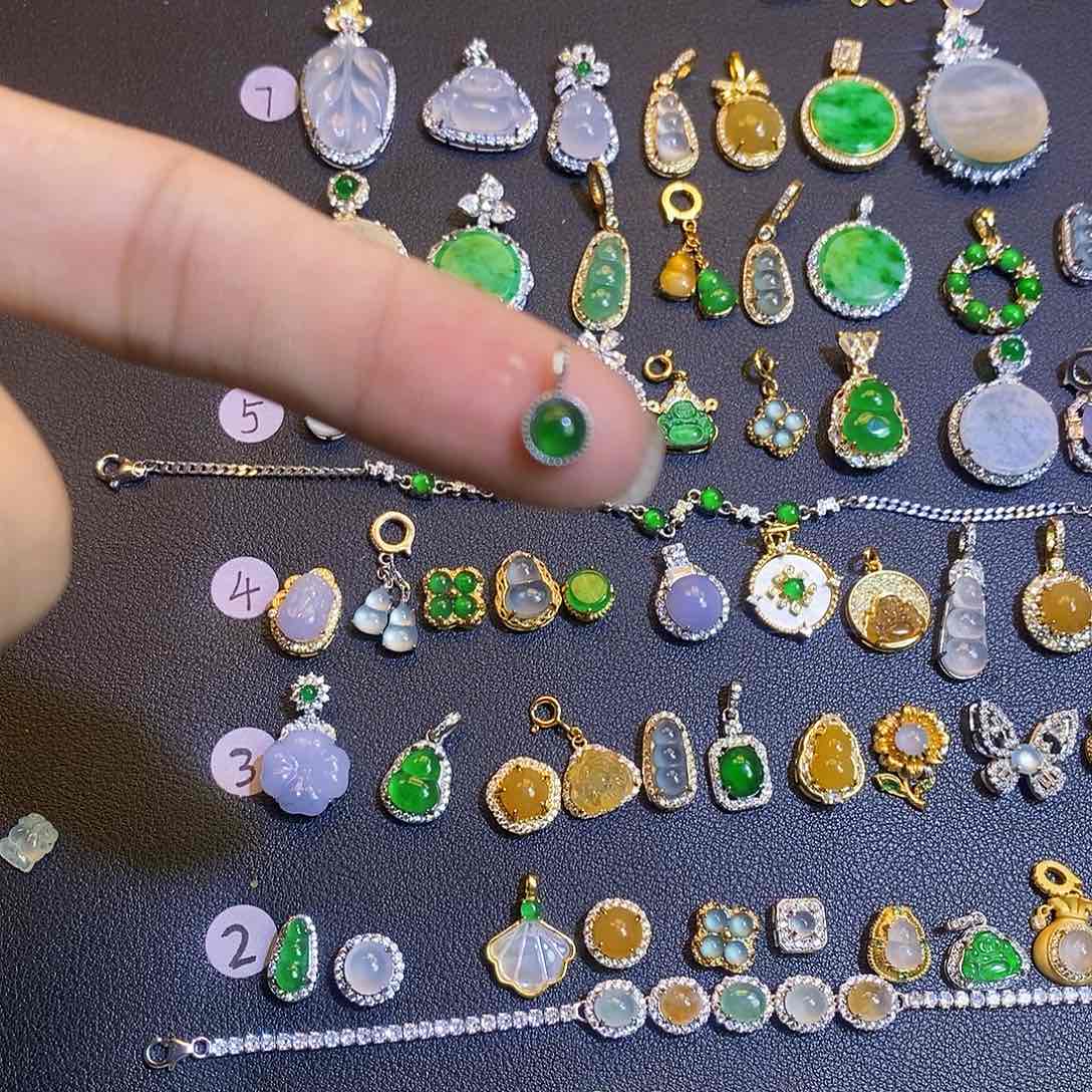 吊坠(不含链)银S925镶嵌翡翠