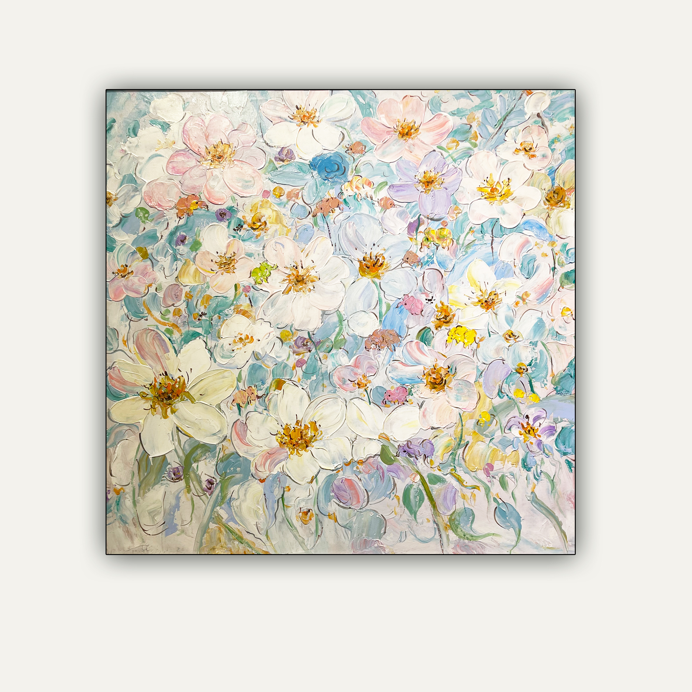 【80*80】手绘 餐厅卧室挂画油画现代简约奶油风中古意式挂画