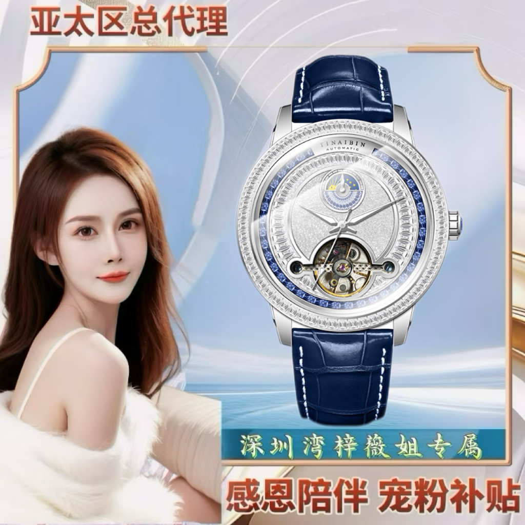 全新未使用 瑞士TIANBIN 艺术大师系列 全自动机械腕表 赠手串YH