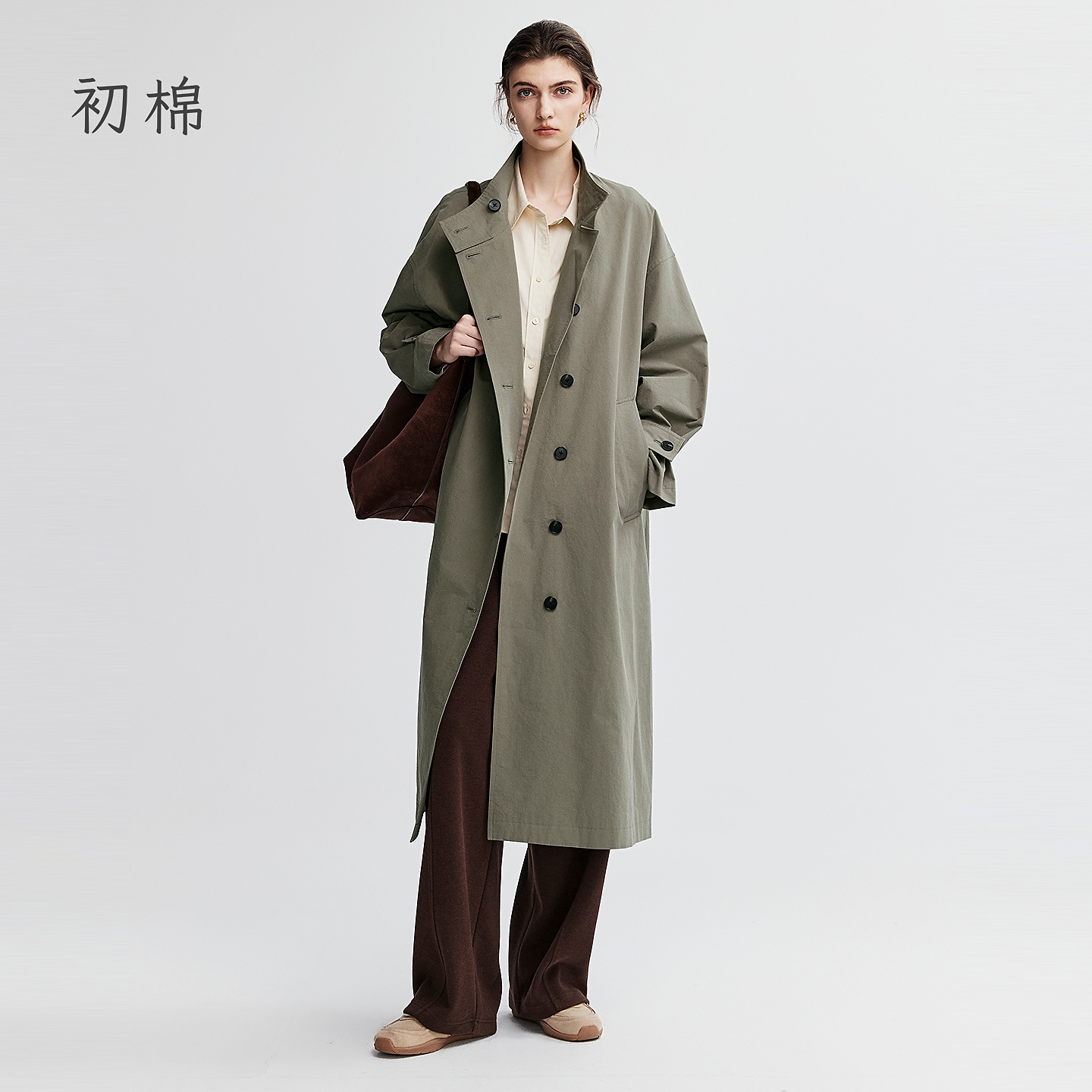 棉仓【初棉】设计师风长款风衣366609001