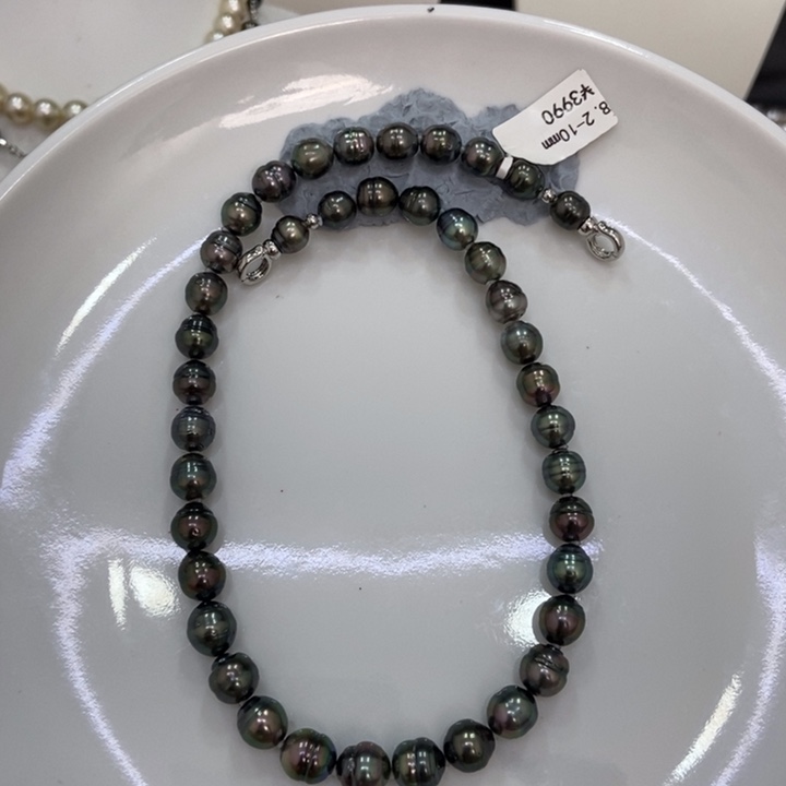 点***号海水珍珠颈饰未镶嵌大溪地项链8.2-10mm丸