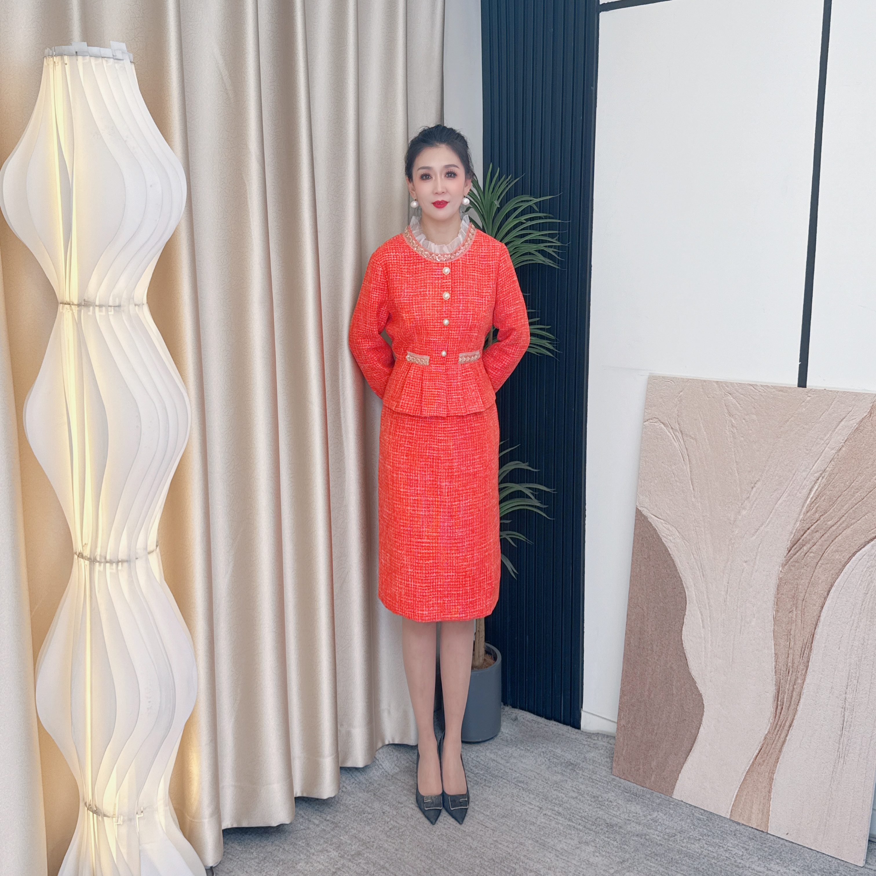 N733女装连衣裙显瘦气质轻奢时尚百搭复古收腰名媛显瘦修身