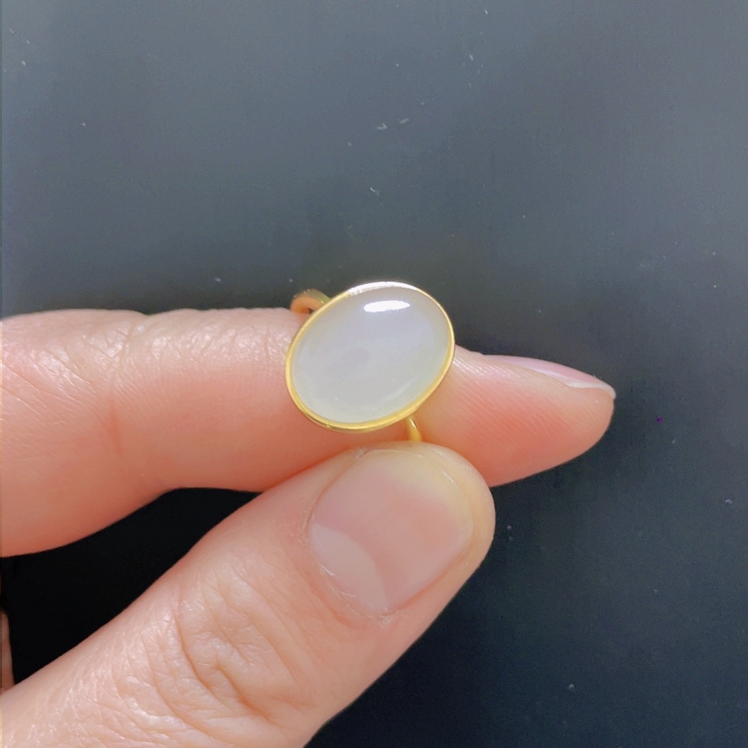 和田玉戒指银S925镀金镶嵌刘****童