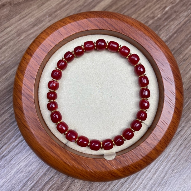 日本阿卡红珊瑚老型珠手串桶珠单圈6.1-6.4mm基地发货一物一证