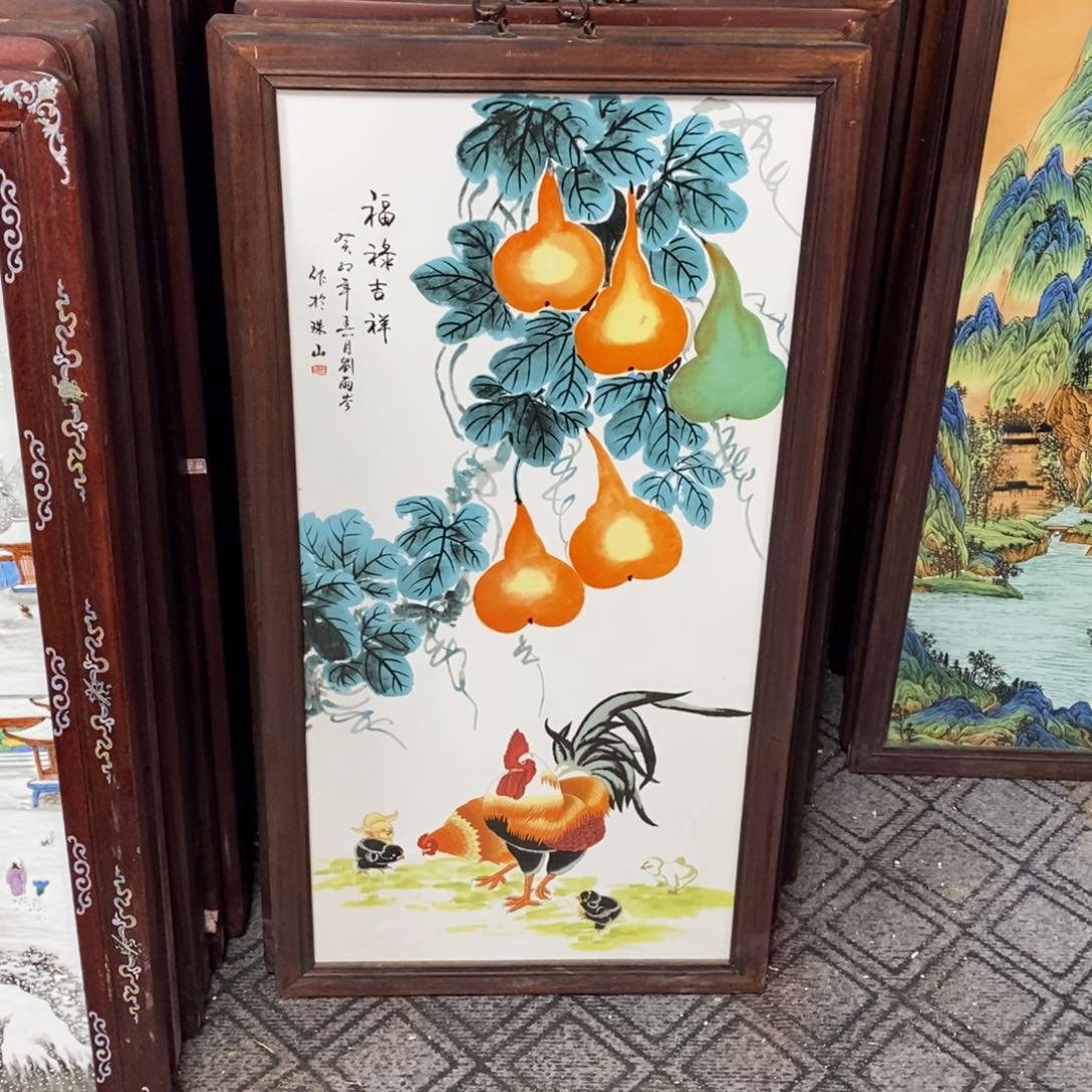 风***起瓷片景德镇瓷板画柴窑烧制