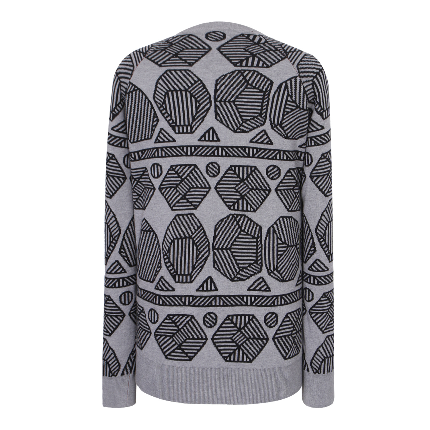 V领针织羊毛衫粗纺羊毛格纹毛衫修身休闲半高领秋冬2113163000003