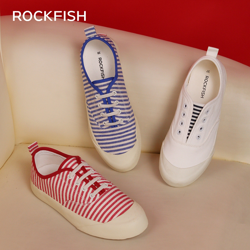 Rockfish【明星同款】英国719不怕湿一脚蹬懒人帆布鞋推荐小白鞋