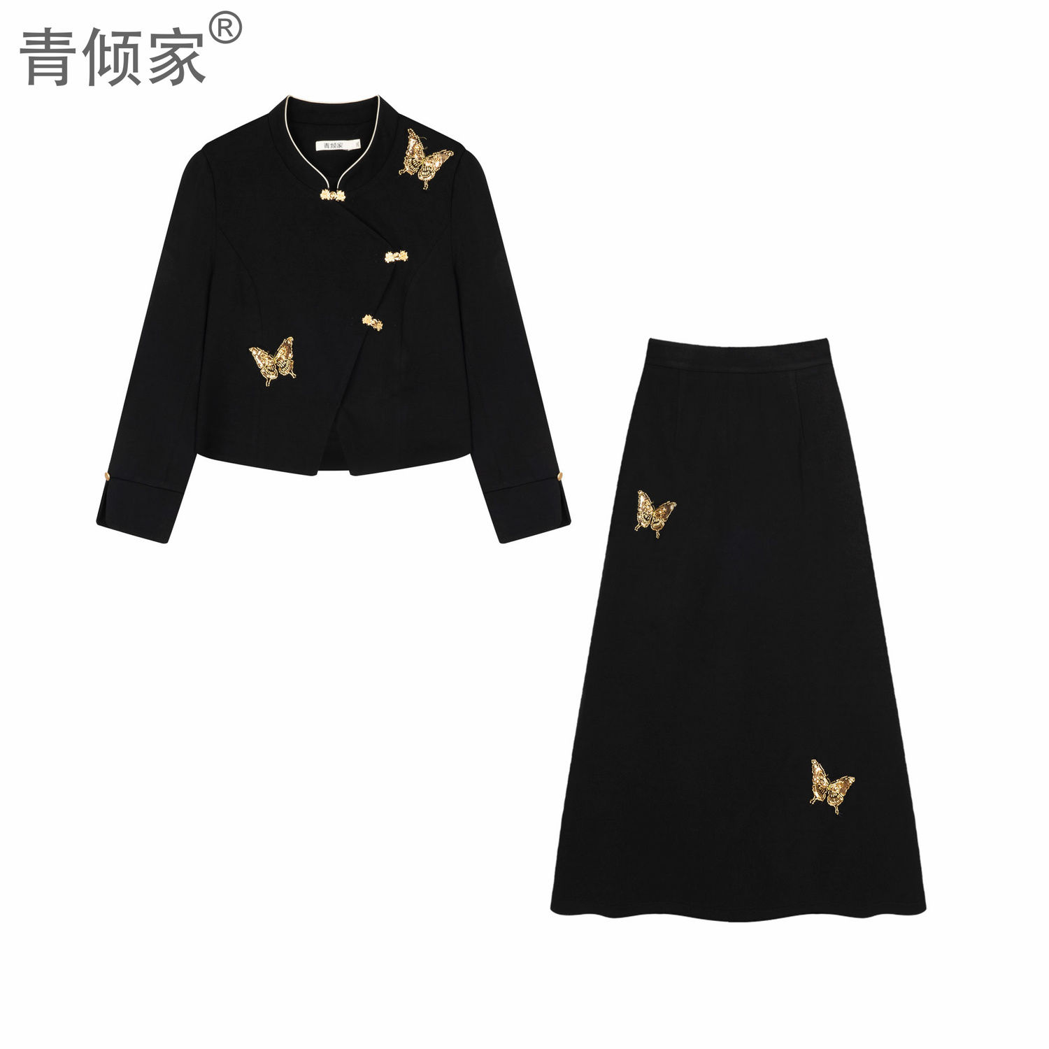 【新年战袍】冬新款优雅大气新年拜年服国风刺绣两件套套装秋冬