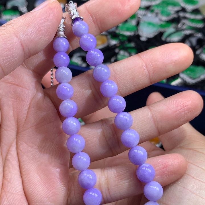 翡翠项链18K金镶嵌缅甸翡翠18 紫罗兰